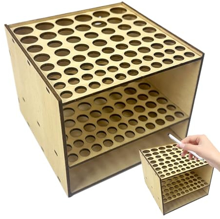Generisch Organizador de pinceles de madera de 67 agujeros, soporte cuadrado para pinceles de, pinceles de maquillaje, lápices de cejas, lápices y accesorios, organizador de suministros