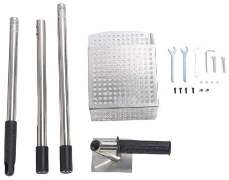 Paletta per sabbia, metal detector, pala per setaccio per sabbia, pala in acciaio inossidabile, design 2 in 1, manico in gomma antiscivolo lungo staccabile, per caccia al tesoro