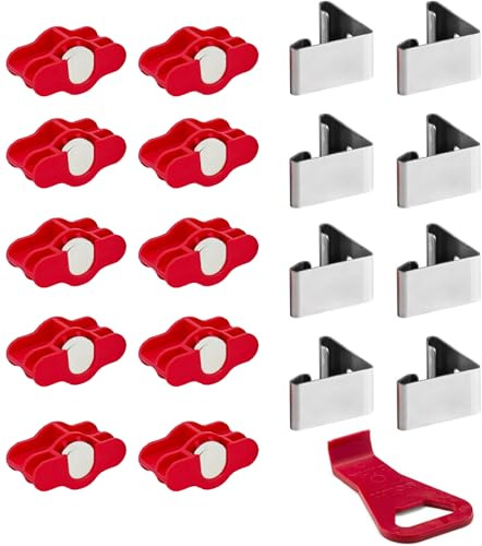 Scilm Kit 10 Ganci Magnetici e 8 Ganci Piedino per Zoccolo da Cucina - Compatibile con i piedini da 34 mm di Diametro e regolo con diametro 80 mm - Leva per Sgancio Zoccolo inclusa