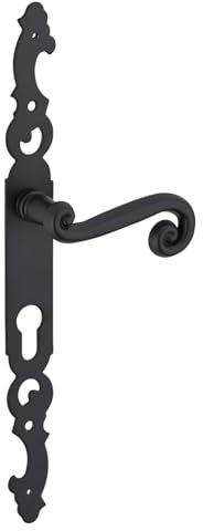 THIRARD - Ensemble de Poignées pour Porte d'Entrée Coq - Trou de Cylindre - Carré 7 mm - Entr'Axes 195 mm - Finition Laqué Noir - Design Élégant - Noir