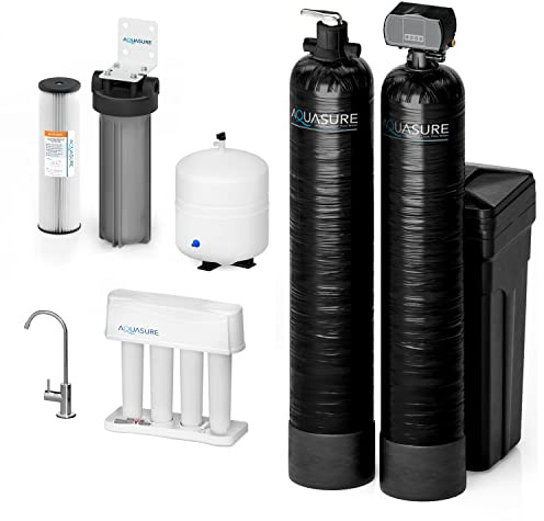Aquasure Signature Series 32,000 Grains Complete Whole House Water Treatment System with Digital Metered Control Head, Chlorine Reduction, for 1-2 Bathrooms