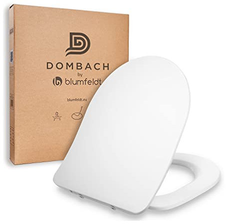 Dombach® Aliano Coperchio Water (D Forma, Slim, Bianco) Abbassamento Automatico, ammortizzato Rimovibile Antibatterico in Duroplast, Copri WC Universali