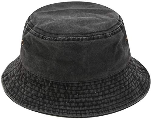 Yixda Vintage bomull fiskarhatt solhatt tvättad retro utomhus bucket hatt, svart, one size