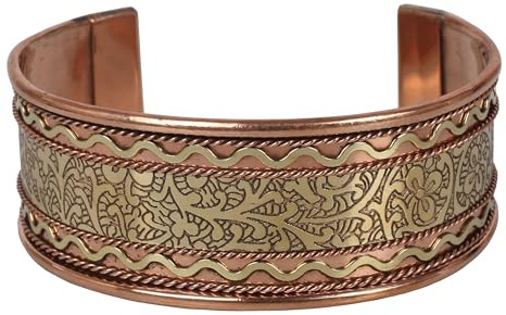 Touchstone Copper healing bracelet Tibetan style. Hand forged with solid and high gauge pure copper. Beautiful embossed design.