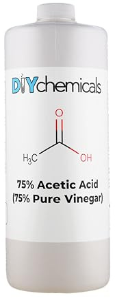 Industrial-Grade 75% Concentration Acetic Acid by DIY Chemicals – Multipurpose Concentrated Vinegar for Rust Removal, Cleaning – Made in USA, Quart(33.8 fl oz)