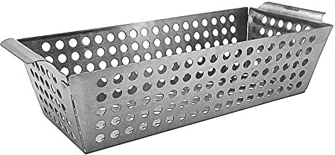 FireRocket Grillkorb 31,5 x 13,5 cm | Edelstahl Grillschale mit hohen Seiten | Ideal für Grillgemüse und Fisch | Gasgrill Elektrogrill Kohlegrill | spülmaschinengeeignet