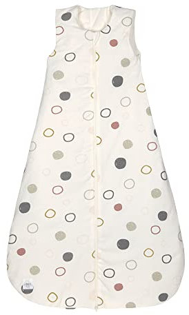 LÄSSIG Baby Ganzjahres Schlafsack ohne Ärmel unisex/Sleeping Bag Interlock Circles offwhite, Größe 50/56 0-2 Monate