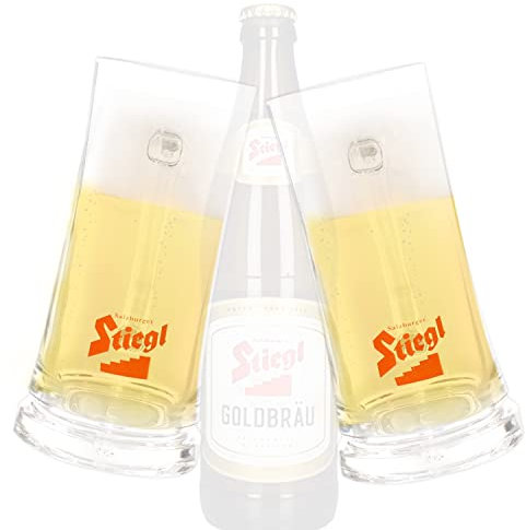 QMBasic 2x BIERKRUG 0,3 L für STIEGL SAHM Salzburg Bierglas Gläser Set Original