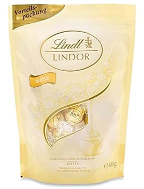 Lindt Schokolade LINDOR Kugeln weiß | 400 g | Ca. 30 Schokoladen Kugeln weiße Schokolade mit zartschmelzender Füllung | Pralinengeschenk | Schokoladengeschenk