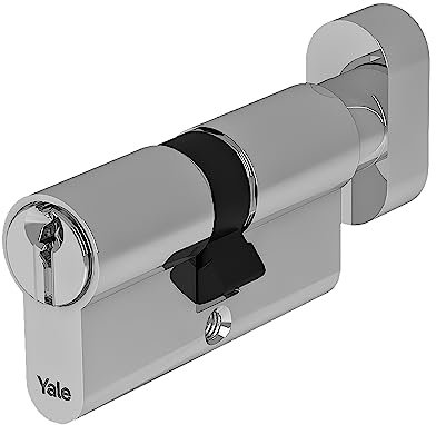 Yale Cilindro Europeo di sicurezza standard con pomolo per serratura YC054KD303003N1 Nichelato, 30/30mm, 3 Chiavi Verticali