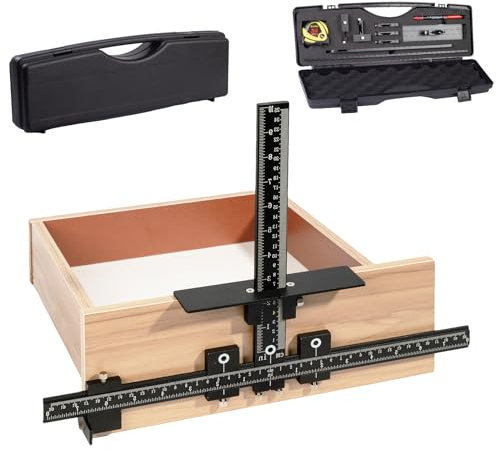Solike 7-Piece Cabinet Hardware Jig Tool Set, Aluminum Alloy Cabinet Handle Jig Template Tool of Drawer Front Knobs, Handles and Pulls, Door
