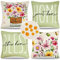 Cheekywares Kissenbezug 50x50cm Dekokissen Sofakissen Blumen Dekor Kissenbezüge Frühling Sommer Wasserdicht Leinen Kissenhülle 4er Set für Outdoor Balkon Terrasse Patio Garten Sofa Auto Couch