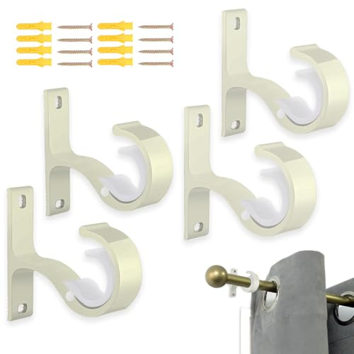 AZWOOD Soporte para barra de cortina, 4 soportes de riel de cortina resistentes para barras de 20 a 28 mm de diámetro, soporte de barra de cortina para colgar en el techo, ganchos de soporte para
