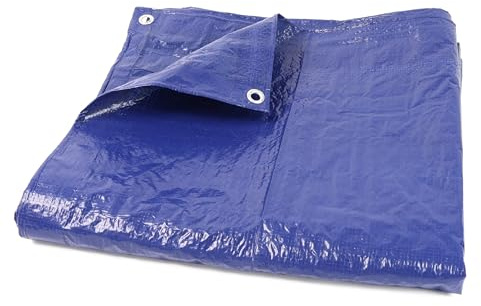 DIVCHI Tarpaulin 4m x 4 m / 13ft x 13ft Waterproof Heavy Duty Multipurpose 70 GSM Tarp Sheet Cover With Reinforced Grommets Groundsheet Tarp Sheet For Camping Garden (Blue)
