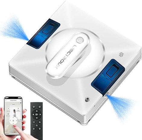 LIECTROUX Fensterwischroboter YW509, Doppelter Wasserspray, Lasersensor, Fallschutz, Kompatibel mit Glas, Fenstern, Fliesen, Glasböden und schwer erreichbaren Stellen