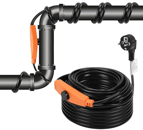 Fiqops Câble chauffant antigel de 2 m avec thermostat 32 W 230 V IP68, câble antigel avec interrupteur automatique, bande chauffante pour conduites d'eau dans la maison, la piscine, l'étang, 1 paquet