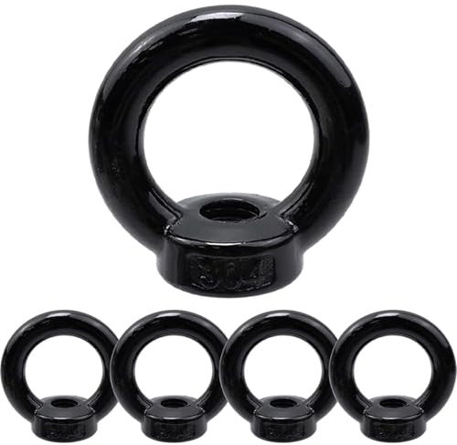 ORTAVA 5 tuercas anulares M6, tuerca de ojal de acero inoxidable, tuerca de ojo, ojales M6, acero inoxidable A2 V2A, óxido negro, para colgar y fijar