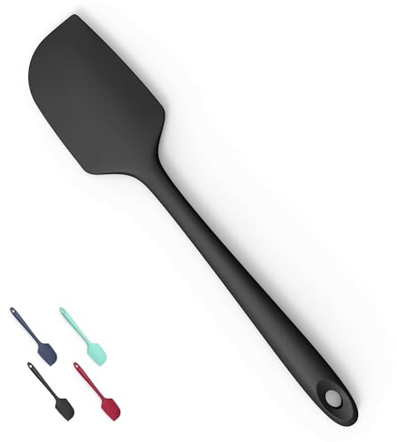 Doosu Espátula de silicona para altas temperaturas: resistente al calor hasta 315 °C de goma, para cocina, de grado alimenticio, sin costuras, para hornear y a prueba de rayones (Negro,29 cm)