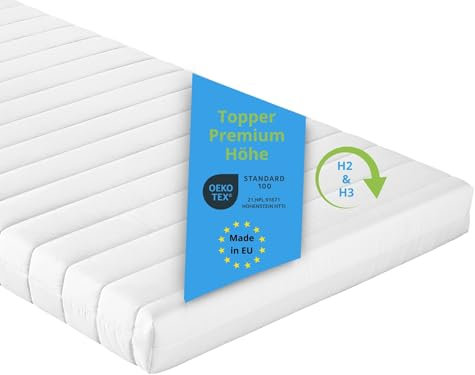 Bodyprotect 10 cm Matratzenauflage 90 x 190 Kaltschaum Topper, Matratzentopper mit Härtegrad 2 & 3, Matratzenschoner Ökotex Zertifiziert, Made in EU