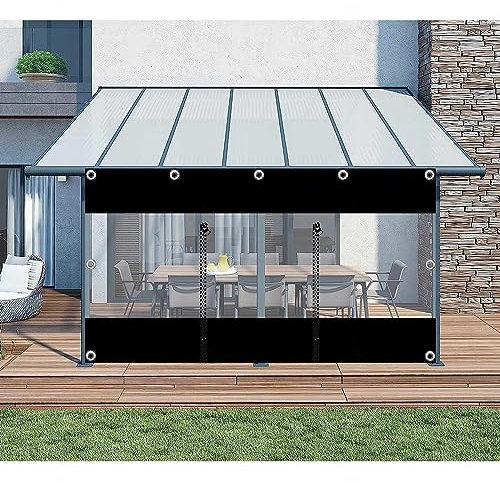 Transparente Pavillon-Seitenteile mit Reißverschluss, wasserdichte PVC-Planenvorhänge für den Außenbereich, Terrasse, Pergola, Veranda, Garage, Carport, 3,6 x 2,2 m