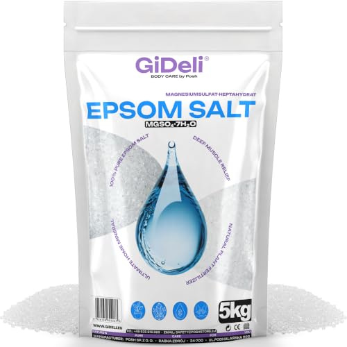 GiDeli Epsom Badsalt Epsom Salt magnesiumsulfat bittersalt rent magnesiumsulfat heptahydrat, farmaceutisk kvalitet. (5kg)