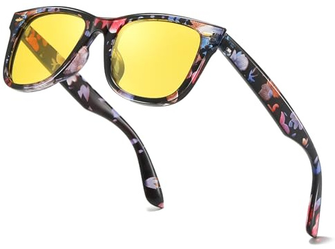 Myiaur Lunettes de conduite de nuit pour femme - Polarisées avec verres jaunes - Lunettes élégantes anti-éblouissement pour conduite, pluie, brouillard et neige