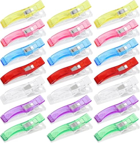Clip de costura grande, clip de costura multicolor, clip de costura multiusos, clip de plástico, utilizado para atar tela, manualidades, accesorios de costura y accesorios, 21 piezas