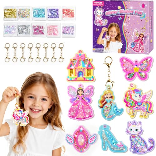 MOMUSE Kit Loisir Porte-Clés 8 Thèmes Mixtes, Activite Manuelle Fille