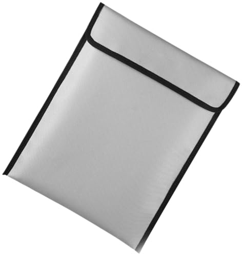 HOOTNEE Fireproof File Bag with Protection High-Temperature Resistant Document Pouch for Bank Statements Insurance Important Papers Silver