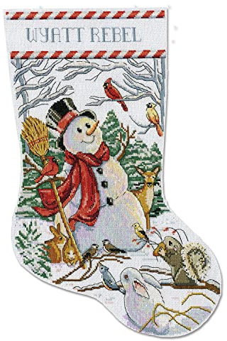 Woodland Snowman Counted Cross Stitch Stocking Kit