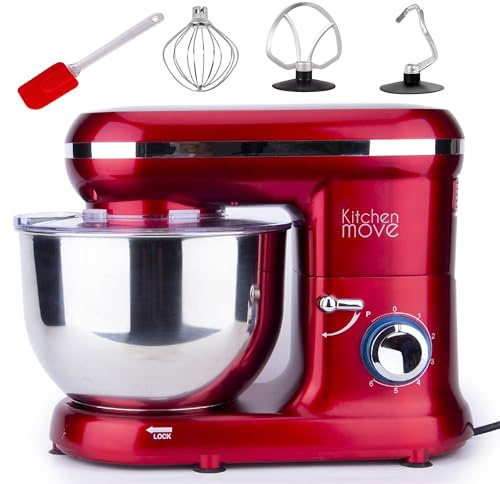 Kitchen Move, DALLAS - Robot pastelero multifuncional, 1500W, cuenco 5.5L, Rojo Acero