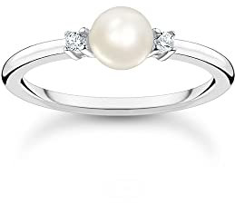 THOMAS SABO Damen Ring Perle mit weißen Steinen 925 Sterlingsilber TR2370-167-14