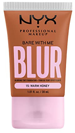 NYX Professional Makeup Blurring Tint Foundation, Medium Coverage, Matte Finish, With Niacinamide, Matcha and Glycerin, 12 Hours Hydrating, Bare With Me Blur, 30 ml, Shade: Warm Honey