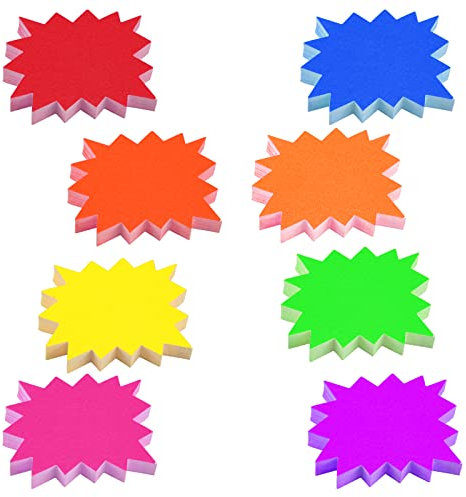 milaosk 80 Stück Fluoreszierend Preisschilder, Preisschild Starburst Zeichen Verkaufsschilder Lebensmittel Etikette Flohmarkt Preisetiketten 12 x 16 cm Buntes für Geschäfte Sale Schild