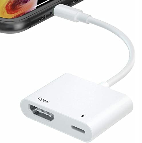 Lightning digital AV-adapter, [Apple MFI-certifierad] Lightning till HDMI-adapter för iPhone iPad till HDTV-projektorskärm, HDMI-kabelkontakt kompatibel med iPhone 14/13/12/11/SE/SE/X