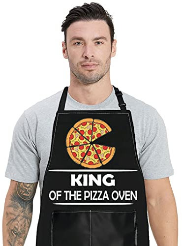 BWWKTOP BWKTOP Pizza Apron - King of Oven, Pizzeria Apron With Pocket, [Adjustable]