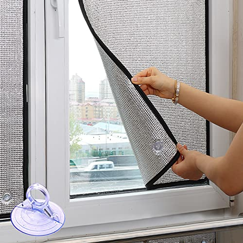 KDDEON Cooling Privacy Window Film,Anti UV Sun Protection Film,Total Blackout Window Film,Sun Roof Insulation Film,Aluminum Foil Sun Visor,8mm,Easy to Disassemble/Reusable,for Home (39''x63'')