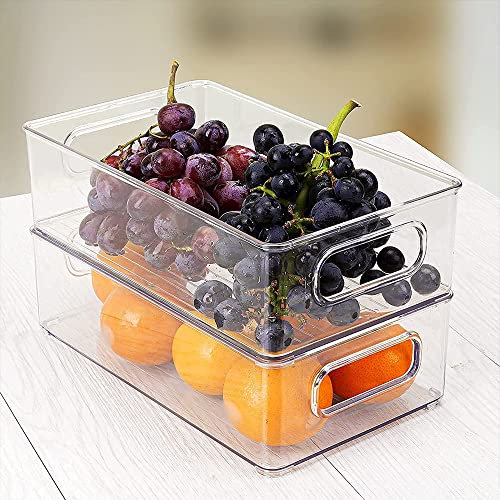 HUOLE Scatola di immagazzinaggio Frigo Trasparente, Set di 6 organizzatore frigo, impilabile per Frigorifero, Cucina, Guardaroba, armadi e controsoffitti, 25,5 x 14,56 x 7,65 cm