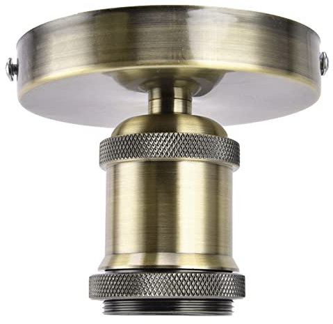 Fockety Portalampada E26 E27, Portalampada Vintage da Soffitto, Portalampada Industriale da Soffitto, Base per Lampada a Sospensione, Portalampada a Vite con Accessori per la Casa (Bronzo)