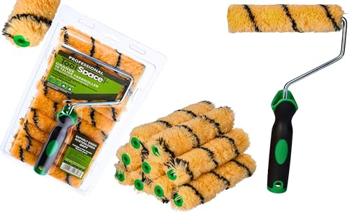 ToolSpace 10 Pezzi Rullo per Pittura - 15 cm Rulli Set Poliacryl con Pelo Lungo - Rulino per Verniciatura Verniciare - Ricambio con Manico per Porte - Kit Pitturare Pareti Interni Esterni - Superfici