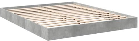vidaXL Bettgestell, Bett Doppelbett für Schlafzimmer, Bettrahmen mit Lattenrost, Schlafzimmerbett Modernes Design, Betongrau 150x200cm Holzwerkstoff