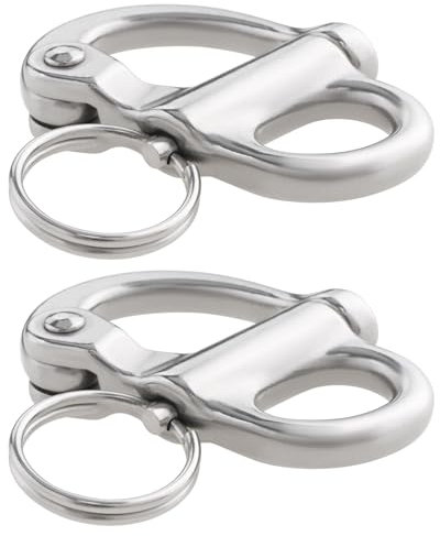 ECSiNG 2 Grilletes de Presión Fijos de 52 Mm Grilletes de Presión de Ojo de Acero Inoxidable 316 Grilletes de Liberación Rápida para Barcos Camiones Furgonetas Caravanas Y Remolques