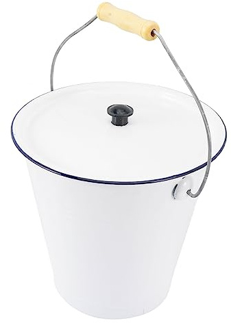 JEWEDECO Enamel Garden Incinerator Lid and Handle Multi-purpose Ash Bucket for Fireplaces Outdoor Burning and Leaf Disposal Approx