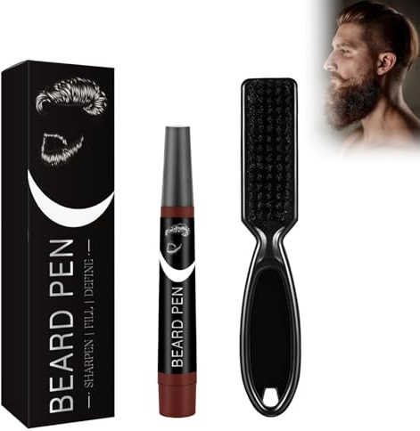 Rostblant Lápiz Rellenador de Barba Impermeable, con1 Cepillo para Barba (Marrón), Lápiz Rellenador de Barba, Lápiz de Barba Portátil, Lápiz de Barba Resistente al Sudor