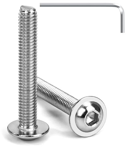 Tunejoy Vis à Tête Bombée avec Bride M6 x 40 mm Vis à Six Pans Creux en Acier Inoxydable A2 V2A Boulons à Tête Hexagonale avec Clé Allen Filetage Complet 20 Pièces