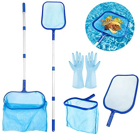 ANSTEN Retino per Piscina con aste telescopiche, Retino Piscina Retino Pulizia Piscina, Retina Foglie Raccogli, Retino Piscina Professionale per Pulizia Piscina, laghetto, fontana o acquario