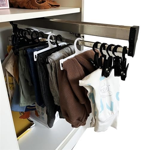 Supporto per Abiti Regolabile - Supporto per Pantaloni e Cappotti, Asta Appendiabiti Estraibile, Asta Estensibile per Armadio 30-80 cm, Asta Appendiabiti per Armadio, Carico 25 kg