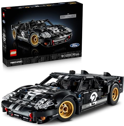 LEGO Technic 1966 Ford GT40 MKII Rennwagen - Bauset für Erwachsene - Modellauto zum Sammeln mit Lenkung und V8-Motor - Rennauto zum Ausstellen und Spielen - Geschenk für Männer und Frauen - 42223