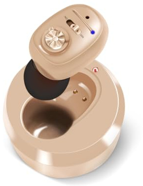 Britzgo Amplificateur de Son -1607， avec Réduction Intelligente du Bruit, Étui de Charge Mobile, Design Ergonomique en L, Autonomie de 48 Heures, Charge USB pour Usage Quotidien (teint)