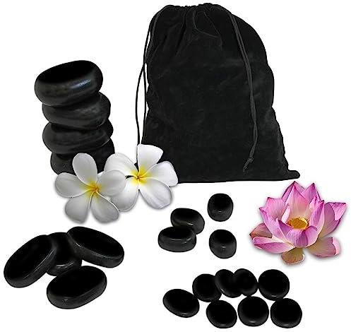 Vivezen - Lot de 20 pierres chaudes pour massage en basalte naturel poli + Sac de rangement